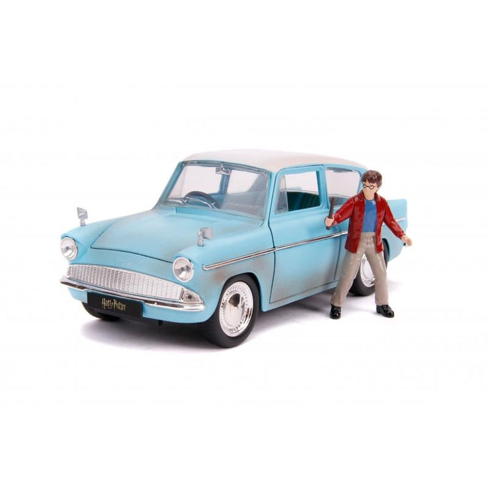 Harry Potter - 1959 Ford Anglia with Harry Potter Figure 1:24 Scale Jada Hollywood Rides Die Cast Vehicle