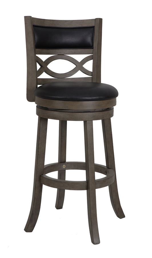 MANCHESTER 24" COUNTER STOOL W/BLACK PU CUSHIONS-GRAY