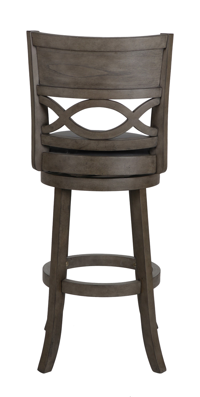 MANCHESTER 24" COUNTER STOOL W/BLACK PU CUSHIONS-GRAY