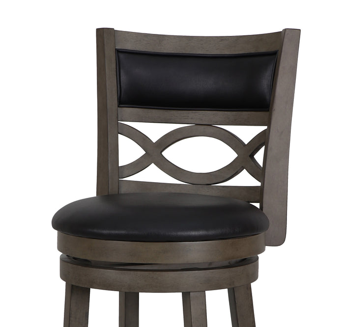 MANCHESTER 24" COUNTER STOOL W/BLACK PU CUSHIONS-GRAY
