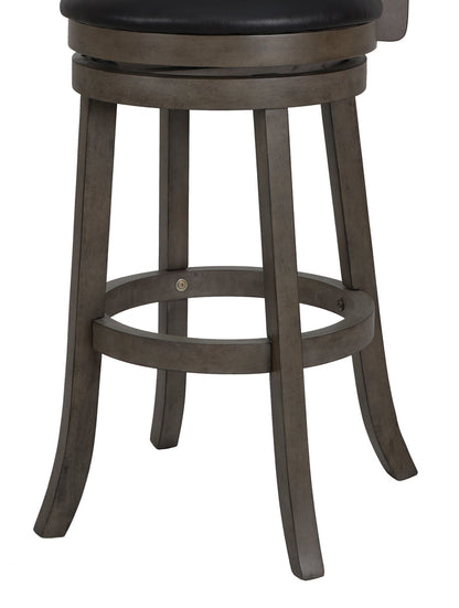 MANCHESTER 24" COUNTER STOOL W/BLACK PU CUSHIONS-GRAY