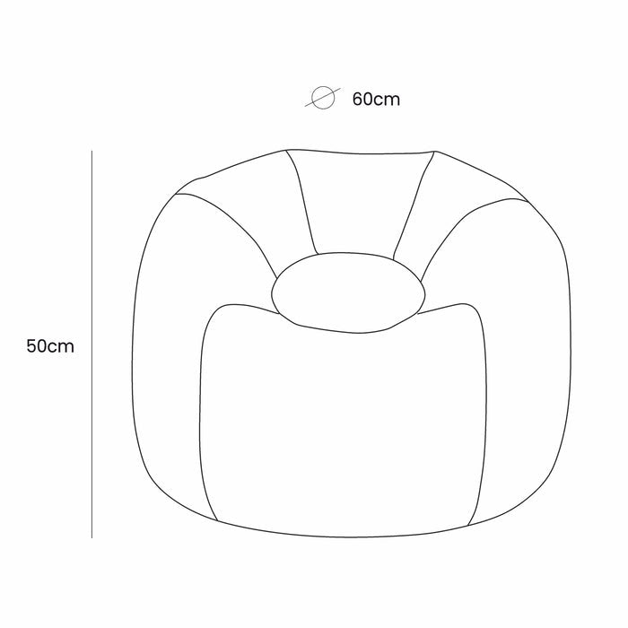 Floreo bean bag dimensions showing 60cm width and 50cm height