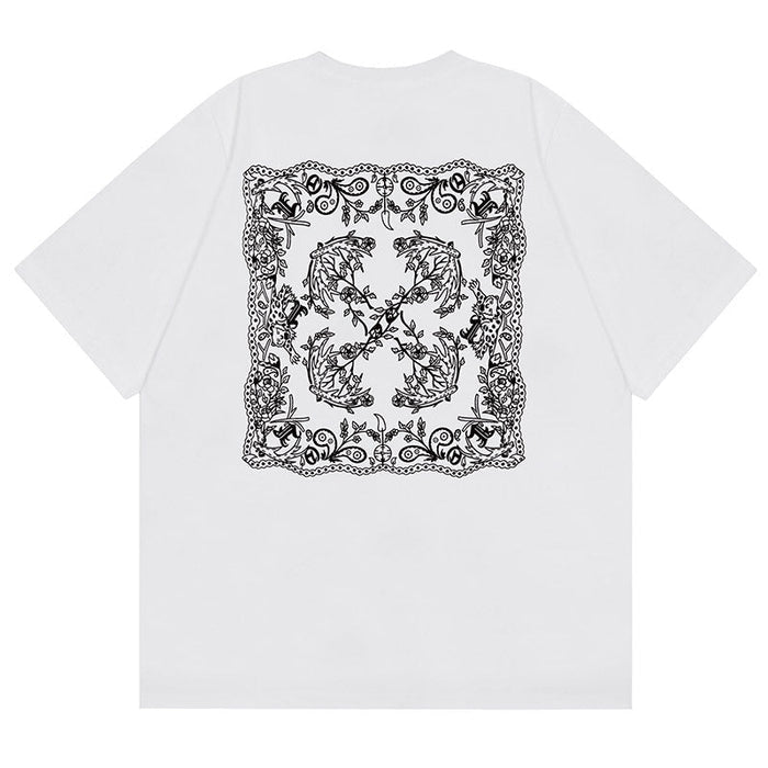 OFF WHITE Cashew Flower Arrow Pattern T-Shirts