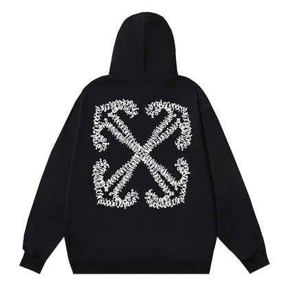 Off White Cotton Arrow Skate Hoodie