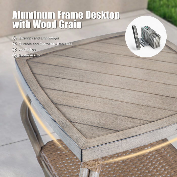 OPEN BOX I Arsterie Patio Aluminum Square Side Table With Storage Shelf