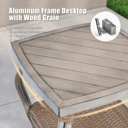 OPEN BOX I Arsterie Patio Aluminum Square Side Table With Storage Shelf