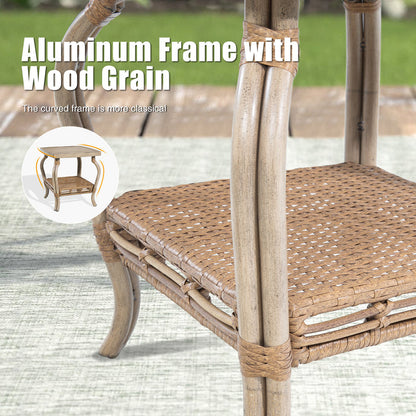 OPEN BOX I Arsterie Patio Aluminum Square Side Table With Storage Shelf