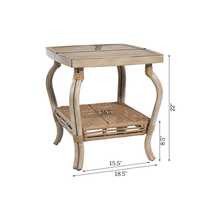 OPEN BOX I Arsterie Patio Aluminum Square Side Table With Storage Shelf