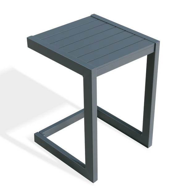 OPEN BOX I Patio Aluminum Side Table Outdoor Indoor C Shaped End Table