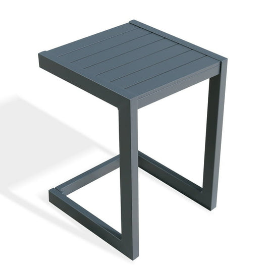 OPEN BOX I Patio Aluminum Side Table Outdoor Indoor C Shaped End Table
