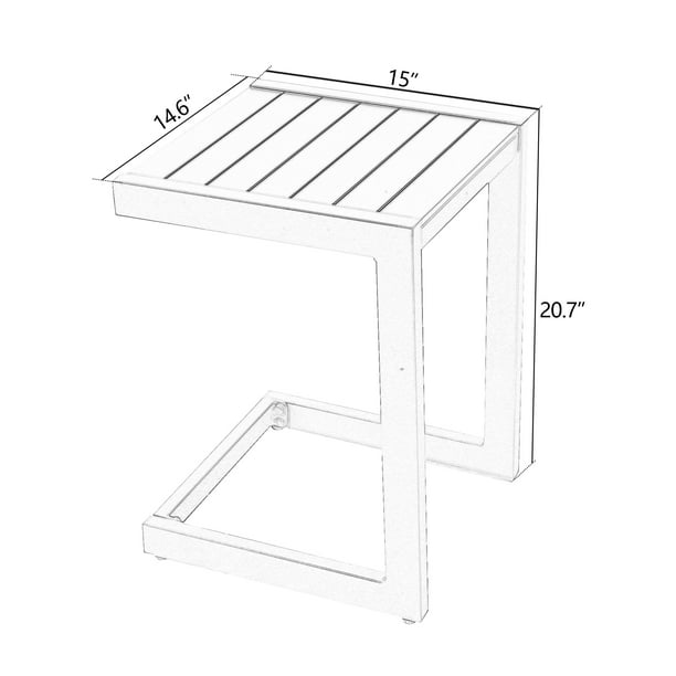 OPEN BOX I Patio Aluminum Side Table Outdoor Indoor C Shaped End Table