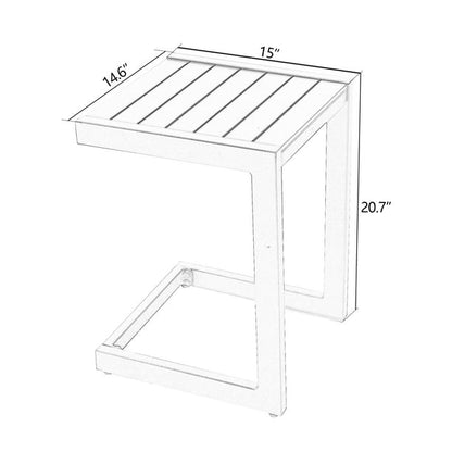 OPEN BOX I Patio Aluminum Side Table Outdoor Indoor C Shaped End Table