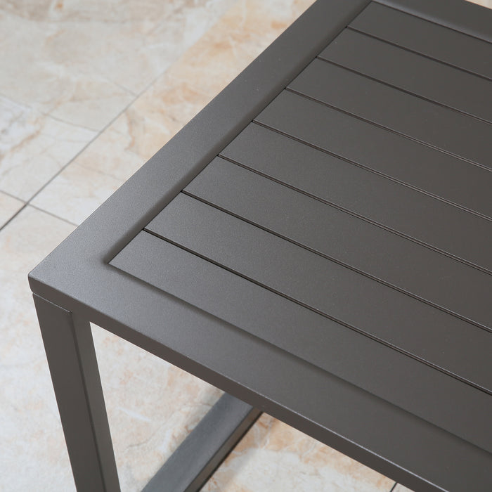 OPEN BOX I Patio Aluminum Side Table Outdoor Indoor Square End Table, Taupe