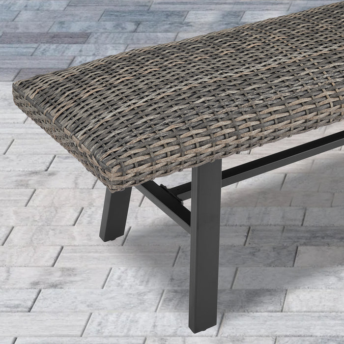 OPEN BOX I Pavane 70” All-weather Wicker Patio Bench, Mix Gray