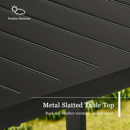 Outdoor Trapezoid Metal Side Table Patio Wedge All Weather End Table, Black