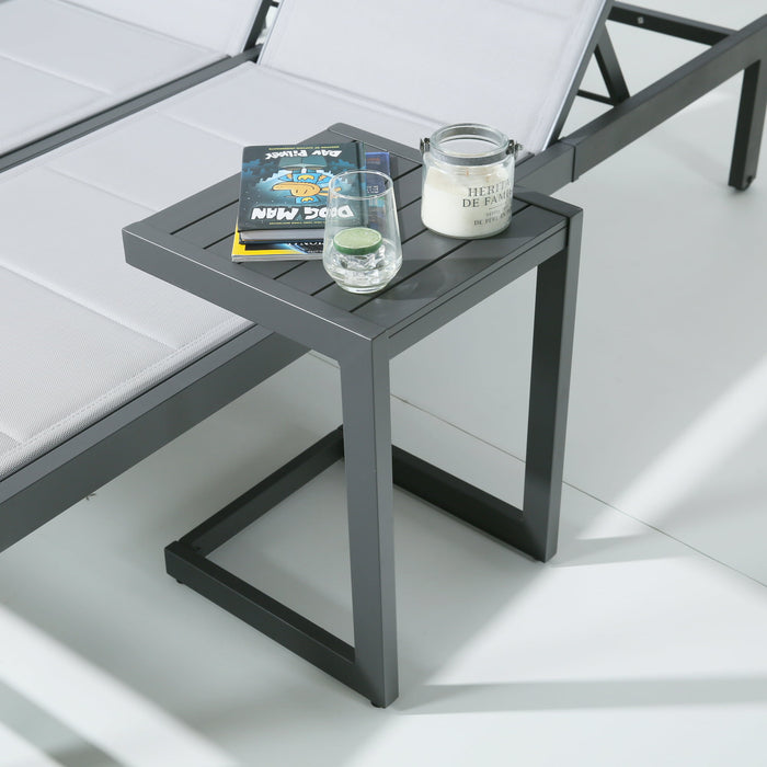 Patio Aluminum Side Table Outdoor Indoor C Shaped End Table