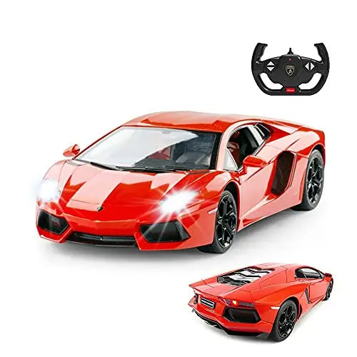 Rastar RC Lamborghini Toy Car, 1:14 Lamborghini Aventador LP700-4 Remote Control Car, Working Lights - Orange Kids On Wheelz