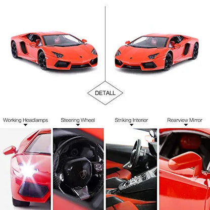 Rastar RC Lamborghini Toy Car, 1:14 Lamborghini Aventador LP700-4 Remote Control Car, Working Lights - Orange Kids On Wheelz