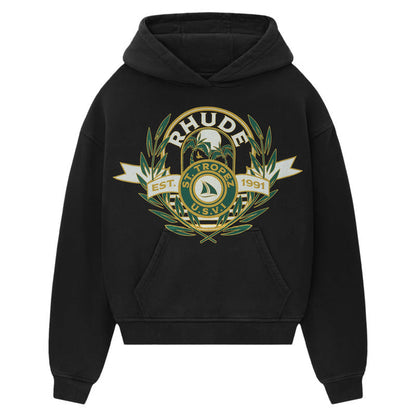 RHUDE LOGO PRINT COTTON JERSEY HOODIE