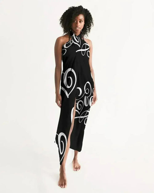 Sheer Sarong Swimsuit Cover Up Wrap / Love Black
